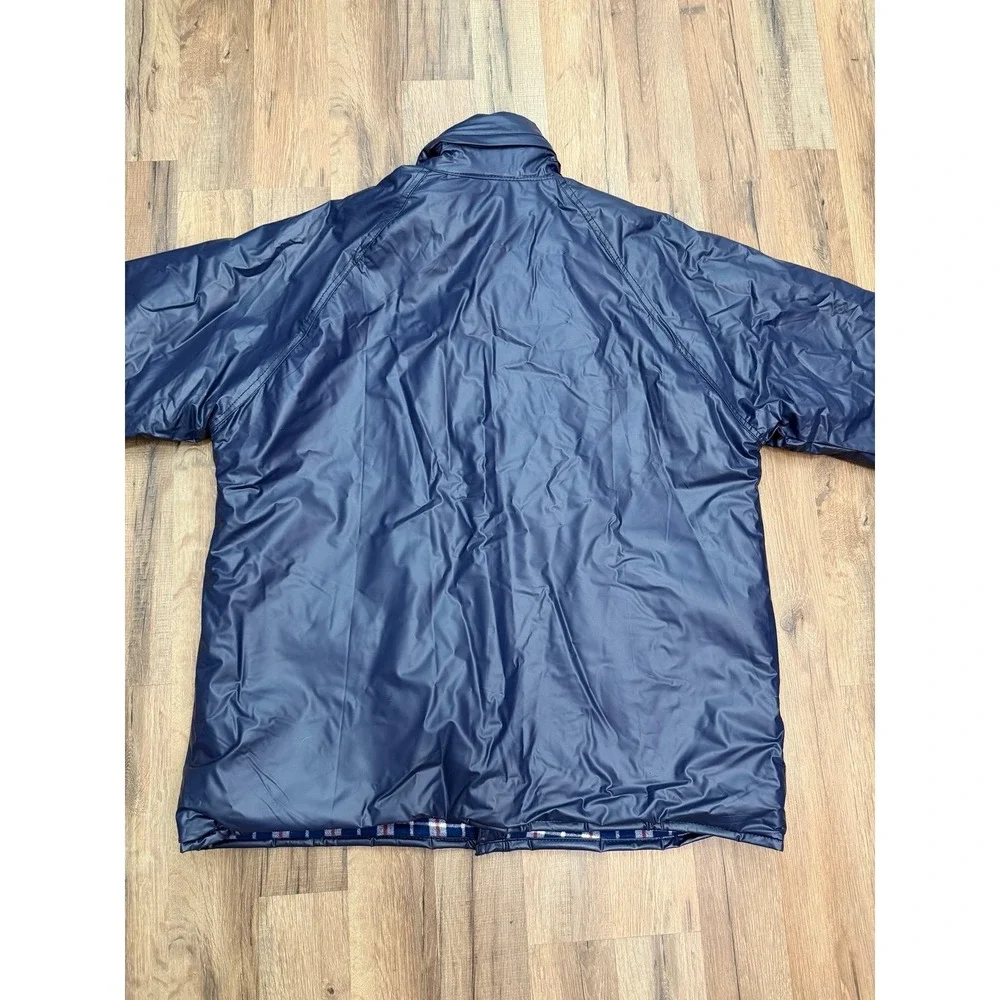 Duck Bay Vintage Waterproof Jacket Blue Flannel Lined Hooded‎ Mens L